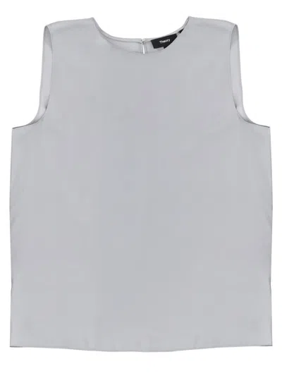 Theory Sleeveless Top Refined Summer Layering Piece In Blue