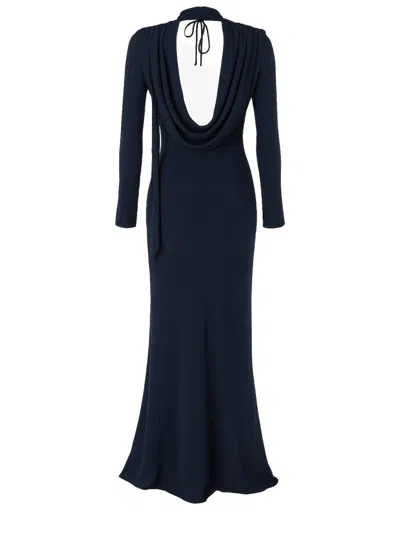 Rotate Birger Christensen Long Draped Dress In Blue