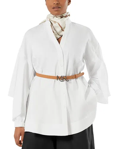 Marina Rinaldi Uscita Agoraio Ruffled Sleeve Tunic In White