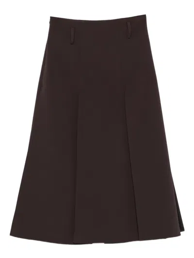 Drhope Dark Brown Midi Skirt In Brown