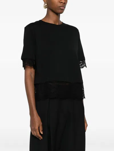 Alexander Mcqueen Lace-trim Short-sleeved T-shirt In Black