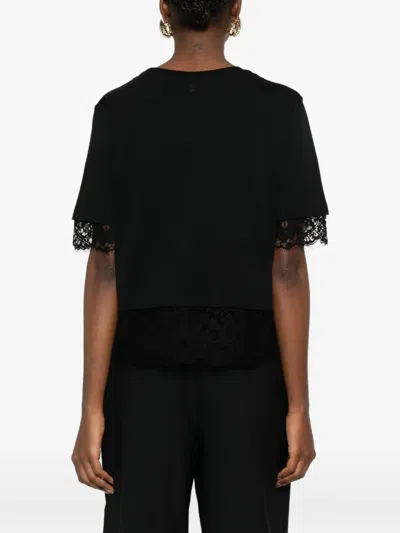 Alexander Mcqueen Lace-trim Short-sleeved T-shirt In Black