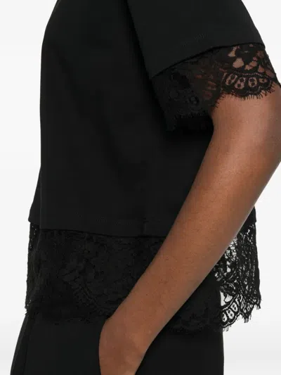 Alexander Mcqueen Lace-trim Short-sleeved T-shirt In Black