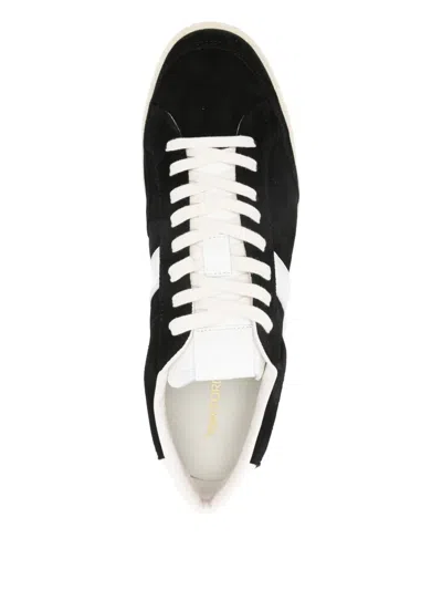 Tom Ford Blake Sneakers Suede Upper Contrast Stripe Rubber Sole In Black