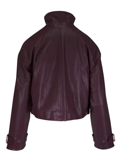 Veronica Beard Button Leather Jacket In Purple