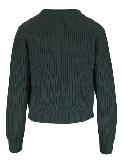 Twp Buttoned Ribbed Knit Cardigan In Green