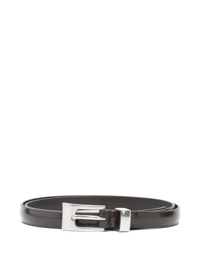 The Row Silver-tone Buckle Belt In Brown