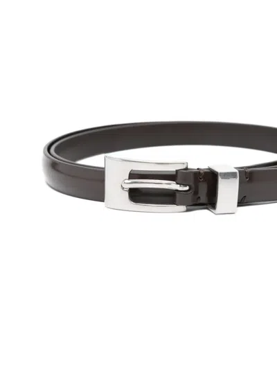 The Row Silver-tone Buckle Belt In Brown