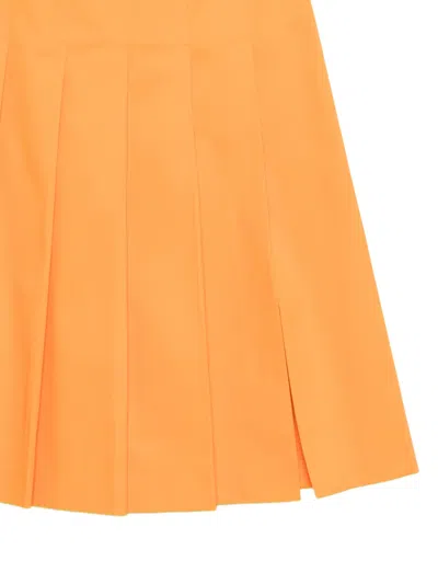 Drhope Pleated Slit Skirt In Orange