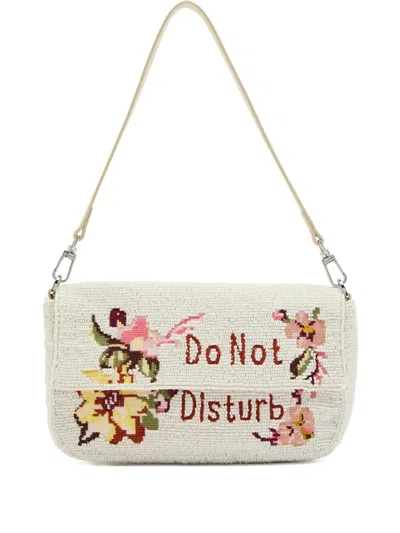 Staud Timmy Embroidered Beaded Shoulder Bag In White