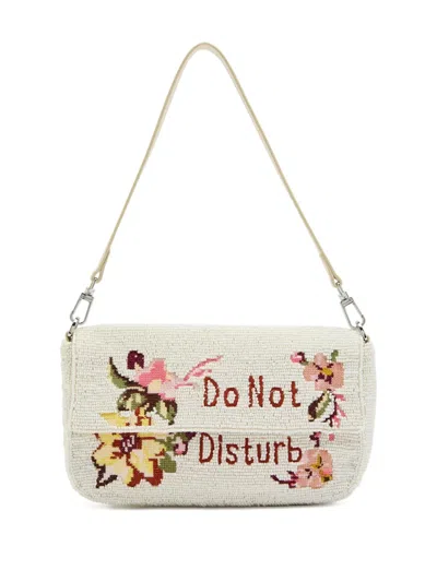 Staud Timmy Embroidered Beaded Shoulder Bag In White