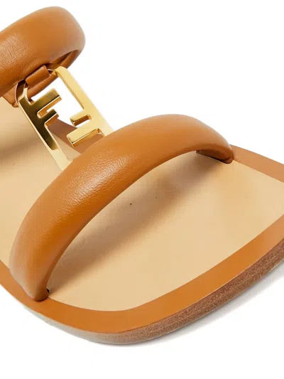 Pre-owned Fendi Leather Slide Sandals In Brown