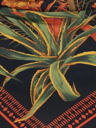 Blumarine Women Multicolor Top With All-over Floral Print And Knot Closure In Viscose Woman In Multi