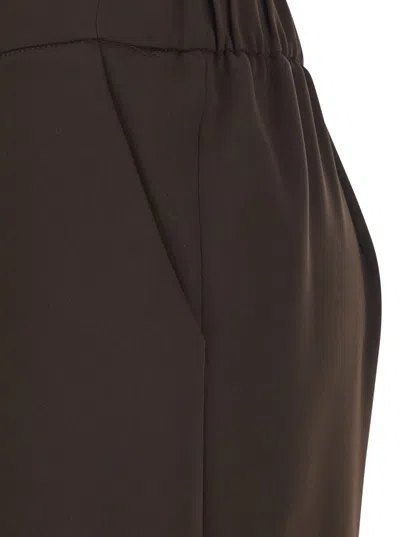P.a.r.o.s.h Brown Pants With Elastic Waist And Wide Leg In Fabric Woman In Brown