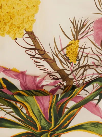 Blumarine Women Multicolor Top With All-over Floral Print And Knot Closure In Viscose Woman In Multi