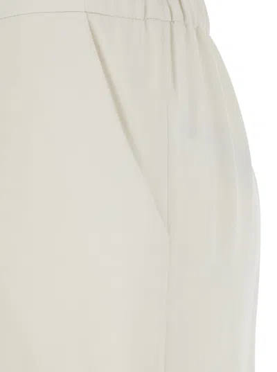 P.a.r.o.s.h White Pants With Elastic Waist And Wide Leg In Fabric Woman In White