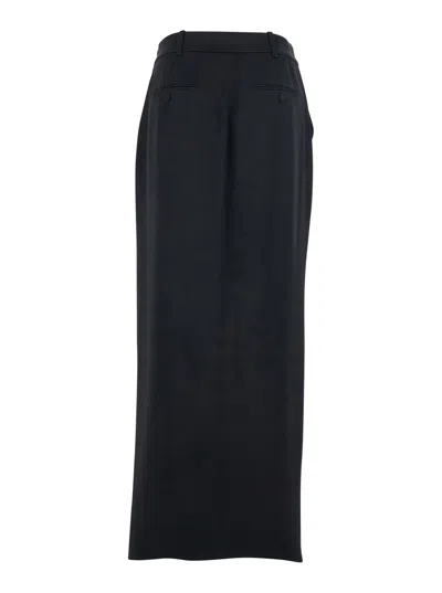 Tom Ford Black Long Skirt With Concealed Side Zip Closure And Single Front Slit In Viscose Blend Woman In Animal Print