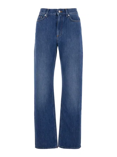 Givenchy Blue Pants With Belt Loops And Logo Patch On The Rear In Denim Woman In Multi