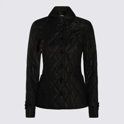 Burberry Long Sleeved Quilted Buttoned Jacket In Black