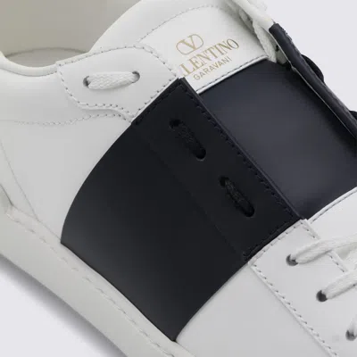 Valentino Garavani Open Leather Sneakers With Contrast Band And Stud Details Shoes In White