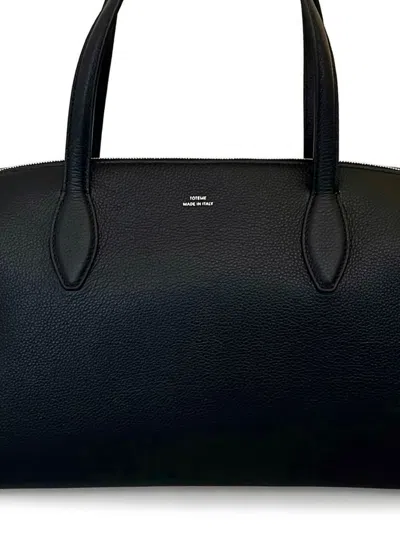 Totême Leather Handbag With Engraved Logo On The Front In Black