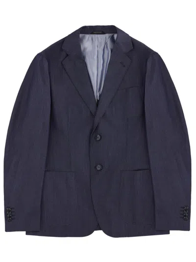 Giorgio Armani Single-breasted Long-sleeved Jacket In Blue
