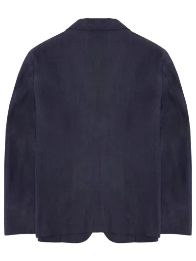 Giorgio Armani Single-breasted Long-sleeved Jacket In Blue