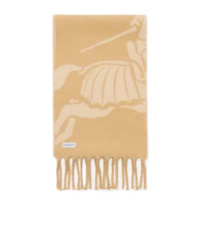 Burberry Reversible Ekd Wool Scarf In Brown