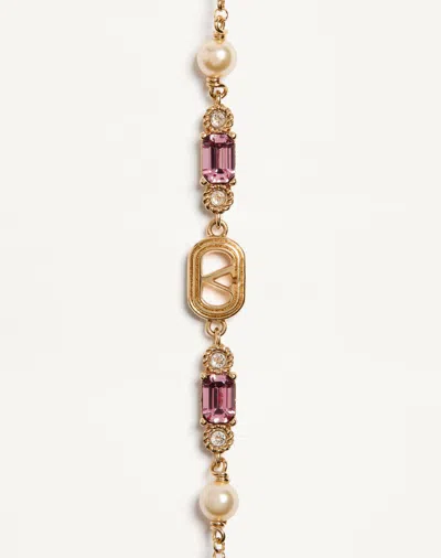 Valentino Ovalette Bracelet In Metal, Pearls And Swarovski Crystals In Gold