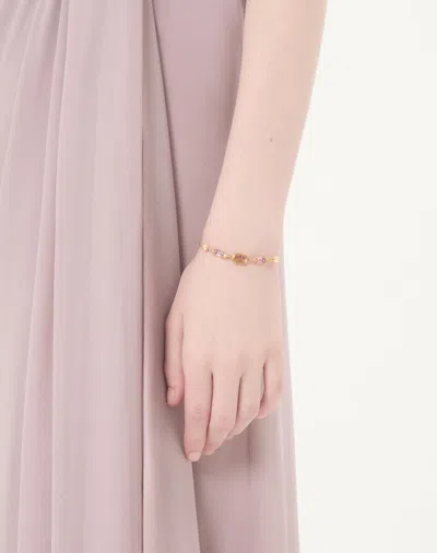 Valentino Ovalette Bracelet In Metal, Pearls And Swarovski Crystals In Gold