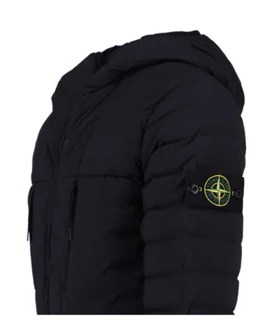 Stone Island Zipper Cotton Jacket In Black