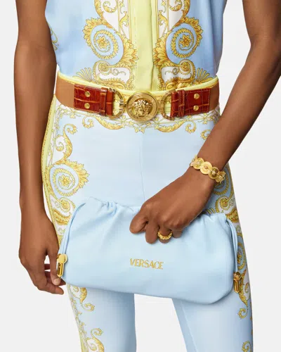 Versace Lamb Leather Mini Shoulder Bag Adjustable Strap In Red