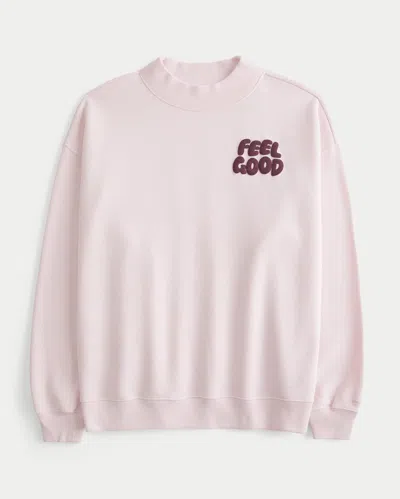 Hollister Feel Good Graphic Mock-neck Sweatshirt In Pink