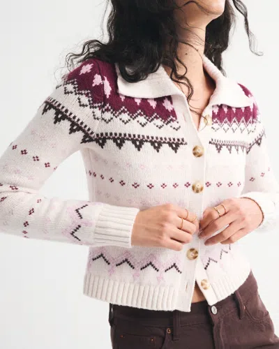 Abercrombie & Fitch Fairisle Collared Cardigan In Multi