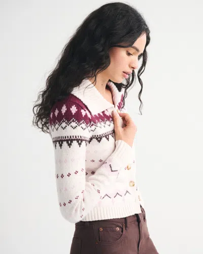 Abercrombie & Fitch Fairisle Collared Cardigan In Multi