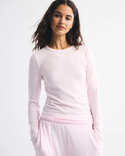 Abercrombie & Fitch Long-sleeve Cozy Lounge Knit Tee In Pink