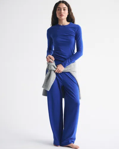 Abercrombie & Fitch Long-sleeve Cozy Lounge Knit Tee In Blue