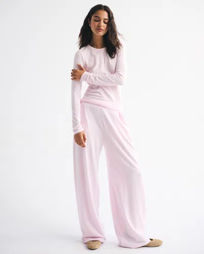 Abercrombie & Fitch Long-sleeve Cozy Lounge Knit Tee In Pink