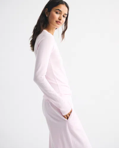 Abercrombie & Fitch Long-sleeve Cozy Lounge Knit Tee In Pink