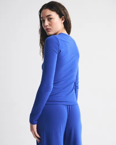 Abercrombie & Fitch Long-sleeve Cozy Lounge Knit Tee In Blue