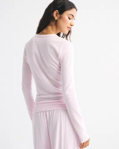 Abercrombie & Fitch Long-sleeve Cozy Lounge Knit Tee In Pink