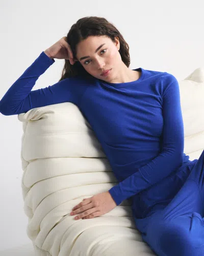 Abercrombie & Fitch Long-sleeve Cozy Lounge Knit Tee In Blue