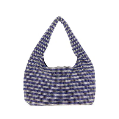 Kara Two-tone Rhinestones Mini Handbag In Cobalt Stripe