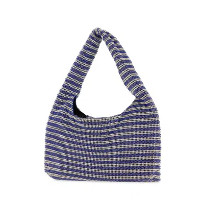 Kara Two-tone Rhinestones Mini Handbag In Cobalt Stripe