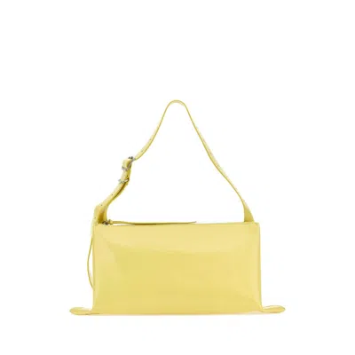Jil Sander Medium Folded Leather Shoulder Bag In Yellow
