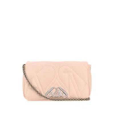 Alexander Mcqueen Pink Leather Small Seal Shoulder Bag In Neutral