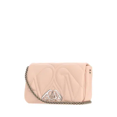 Alexander Mcqueen Pink Leather Small Seal Shoulder Bag In Neutral