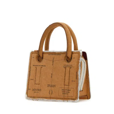 Dentro Printed Paper Mini Otto Paper Handbag In Brown