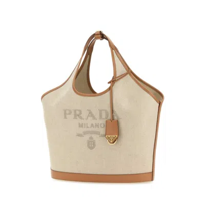 Prada Sand Canvas Handbag