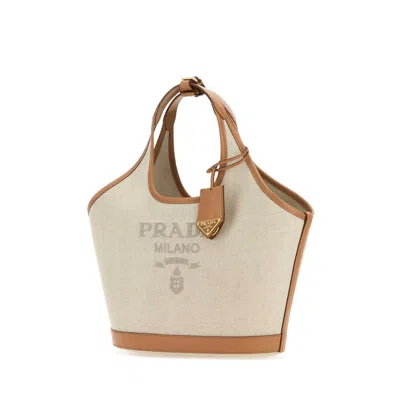Prada Sand Canvas Handbag